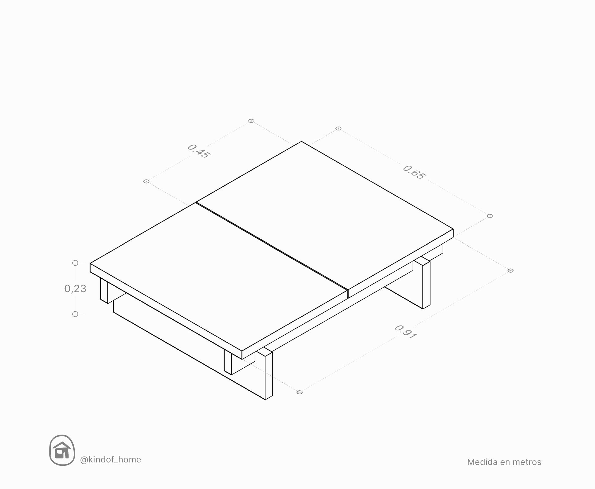 Planos y medidas para hacer tu propia mesa japonesa DIY