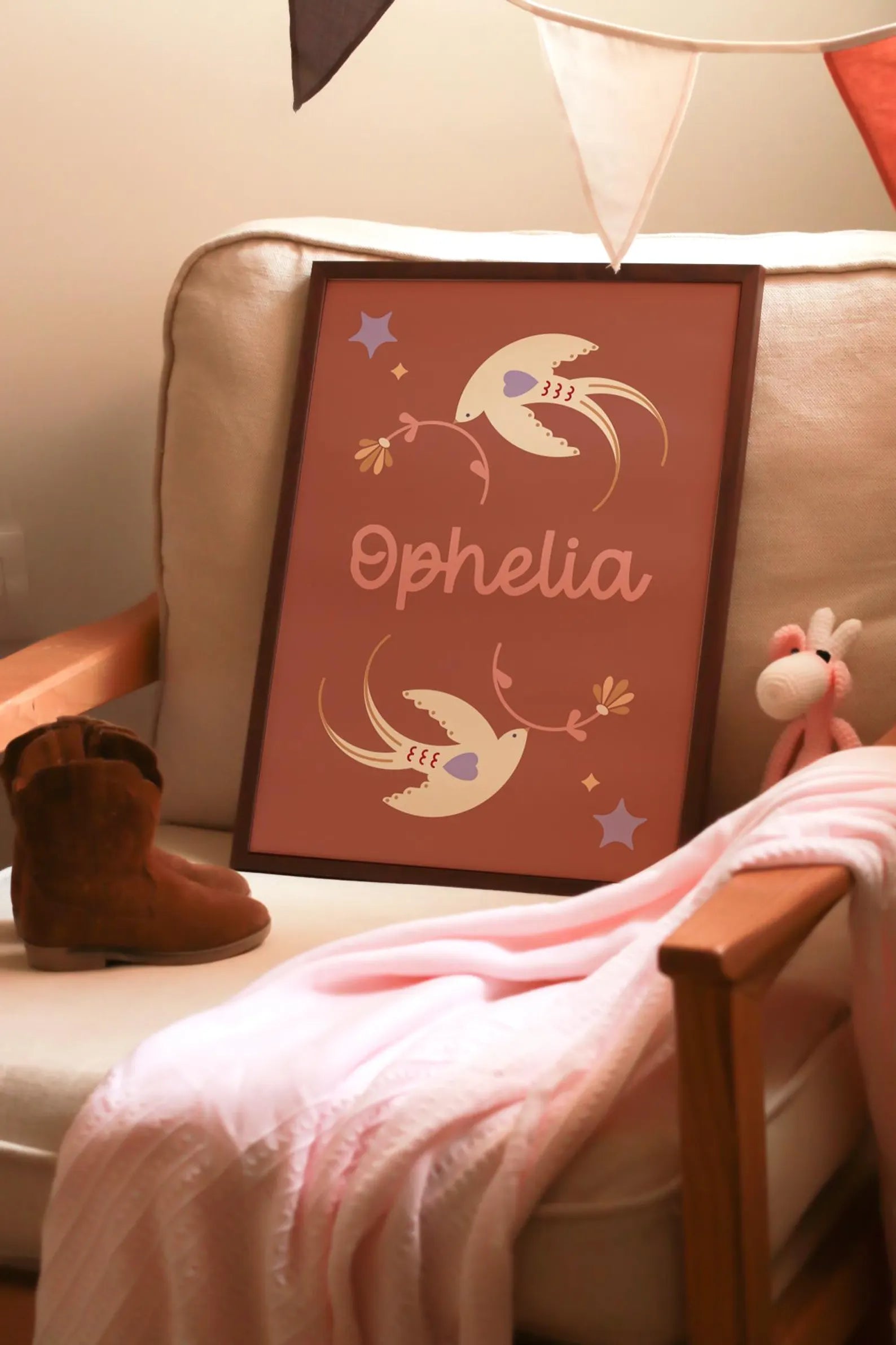 Custom Name Boho Swallow Print