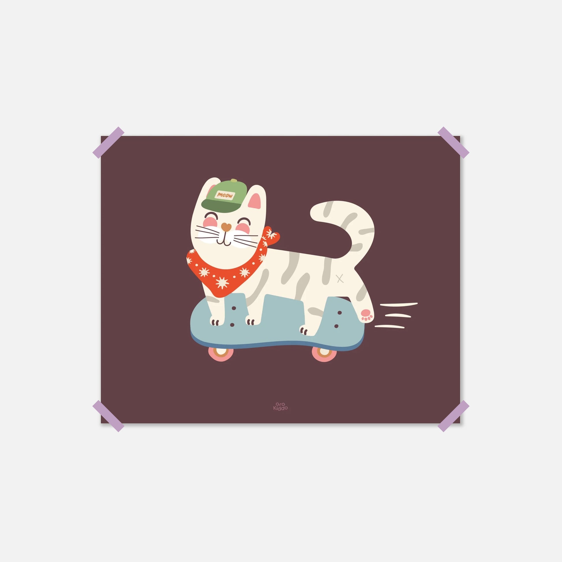 Skater Cat Print