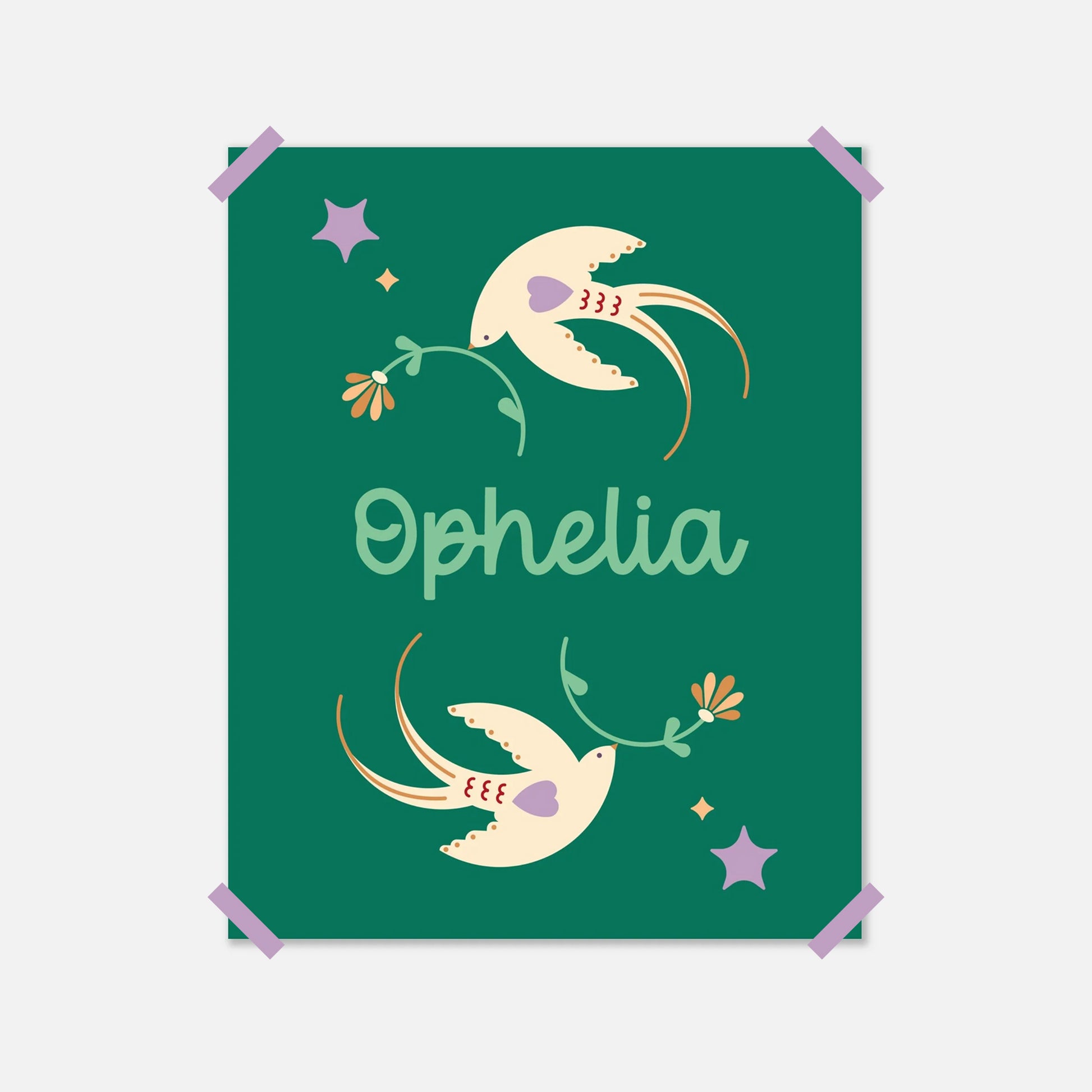 Custom Name Boho Swallow Print
