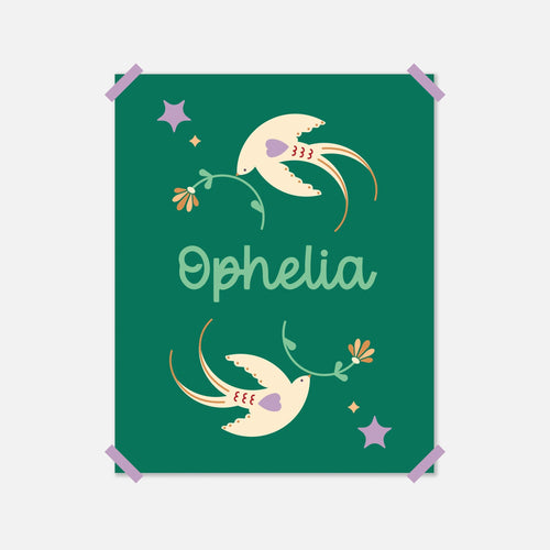 Custom Name Boho Swallow Print