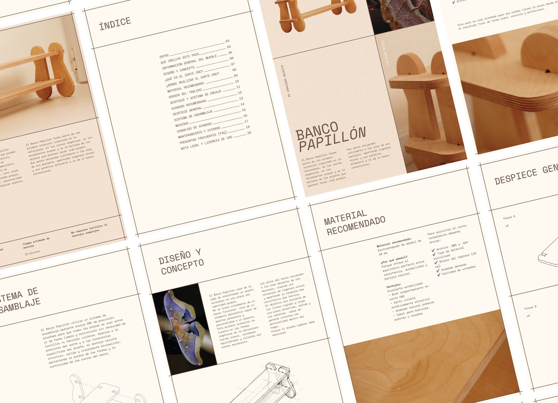 Banco Papillón — Guía completa de fabricación + archivos CNC