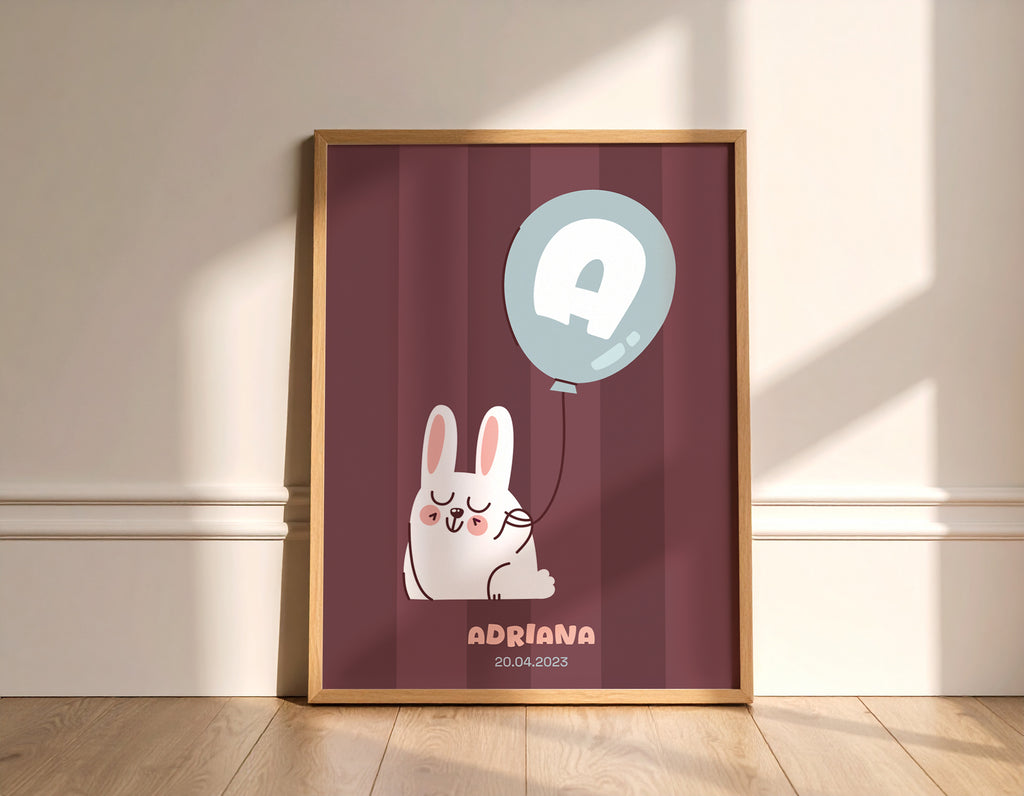 Personalized Bunny with Balloon
